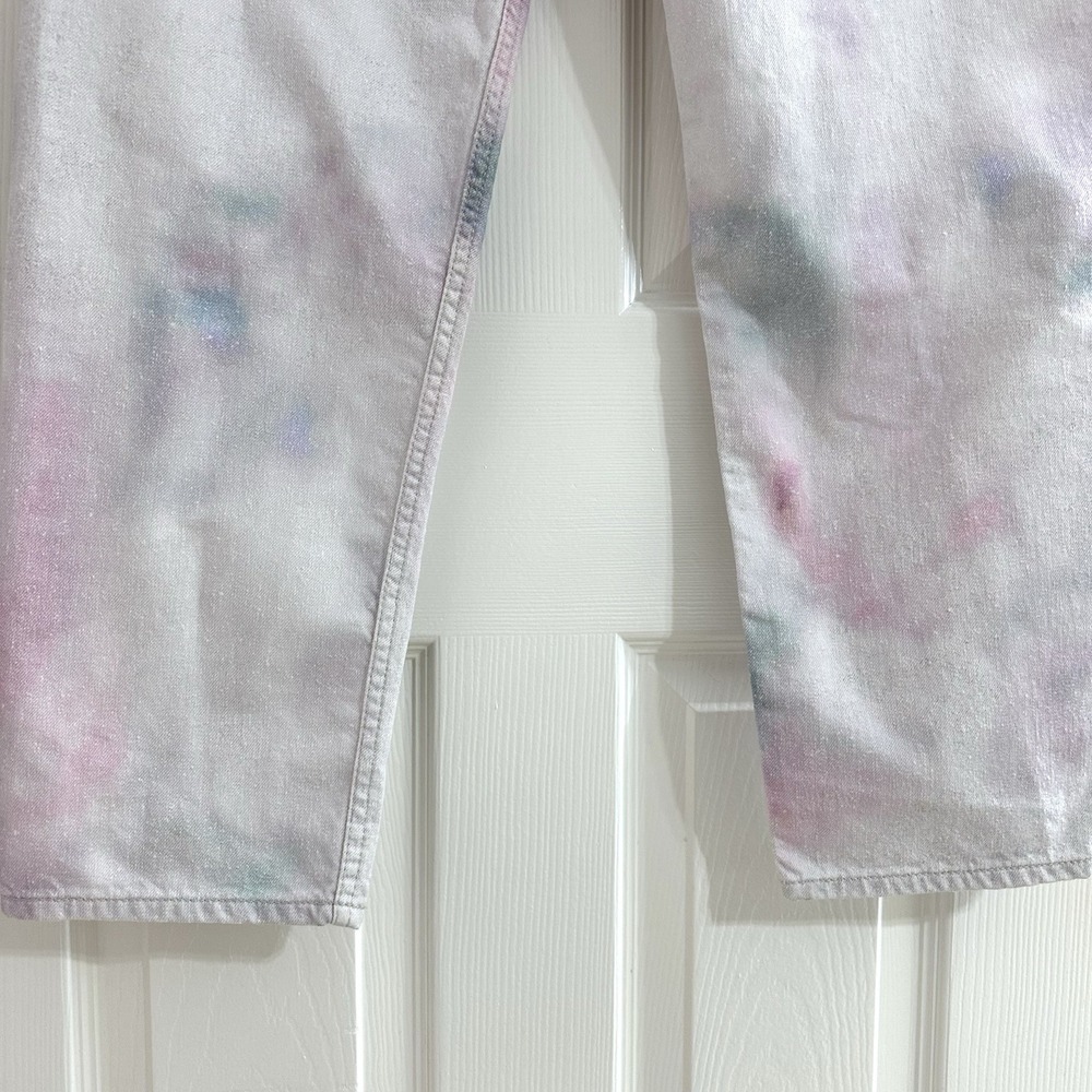 Isabel Marant Etoile Corfy Trousers White Bleached Tie Dye Denim Cotton Jean 36 - Picture 10 of 13